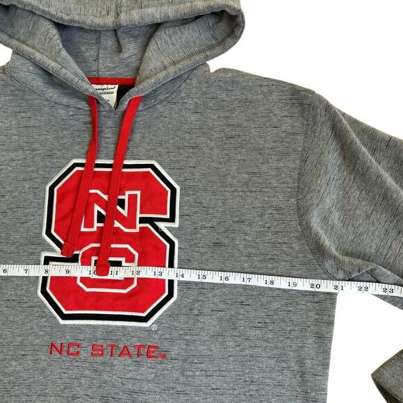 Champion Mens Sz M NC State Wolfpack Sweatshirt Hoodie Heathered Grey Red Logo - Picture 8 of 16